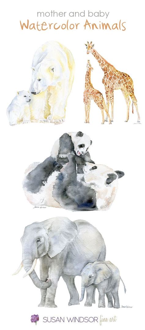 Click on the thumbnails to get a larger, printable version. Watercolor animals - Mother and Baby - by Susan Windsor ...