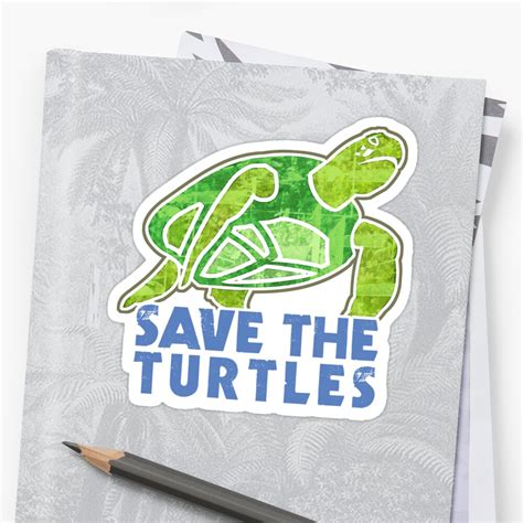 Save The Sea Turtles Sticker By Evisionarts Redbubble