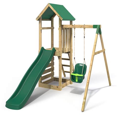 Rebo Adventure Playset Wooden Climbing Frame Swing Set And Slide