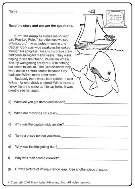 5th Grade Reading Comprehension Printable