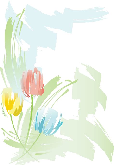 花のイラスト・フリー素材／壁紙・背景No.812『赤青黄・筆塗り』