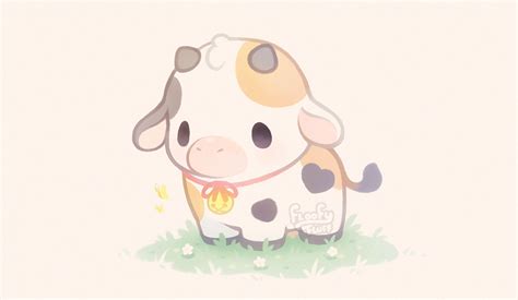 A Cartoon Cow With A Bell Around Its Neck