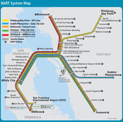San Francisco Bay Area Metro Map Bartl Mapsof Net Bart San
