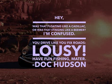 Ce n'est pas seulement le juge de radiator springs, c'est aussi son médecin. disney character quote • doc hudson | Disney characters ...