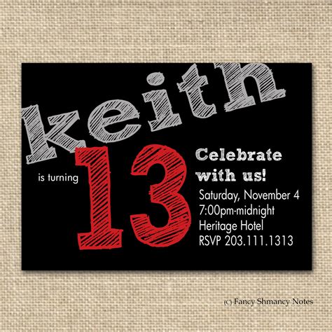 Free Printable Birthday Invitations For 13 Year Old Boy
