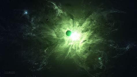 Space Planet Nebula Green Space Art Wallpapers Hd Desktop And