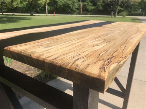 Pub Table Live Edge Spalted Maple Wood Black Onyx Epoxy Resin Double