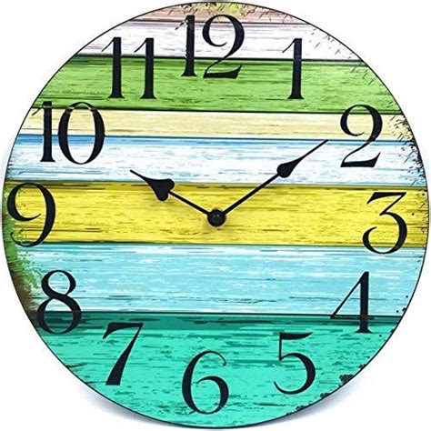 Coindivi 14″ Silent Non Ticking Wall Clock Wooden Decorative Round