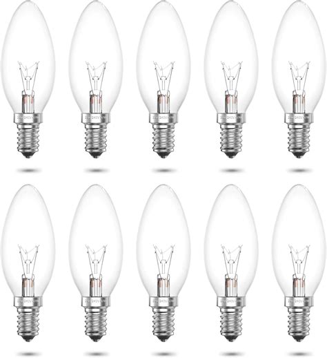 Luxvista 10 X Clear Candle Small Edison Screw Cap Ses E14 Lamp Light