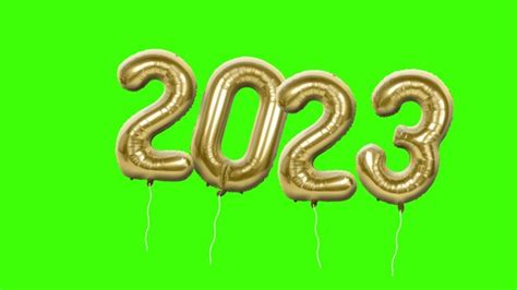 Año Nuevo 2023 Globos De Lámina De Oro De Víspera Con Pantalla Verde