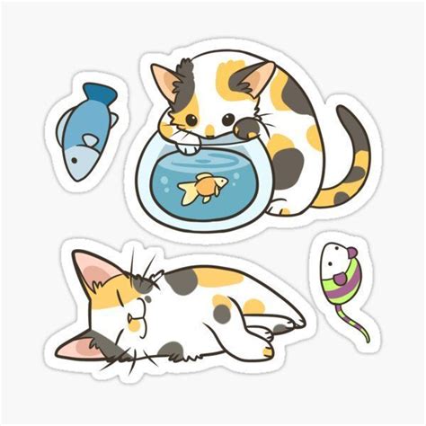 Cat Sticker Collection Cute Cat Sticker Bundle Printable Etsy Cat