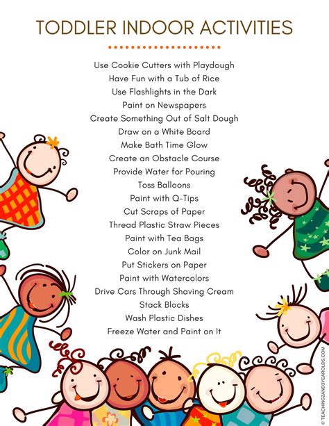 30 Toddler Indoor Activities Printable List Included Indoor