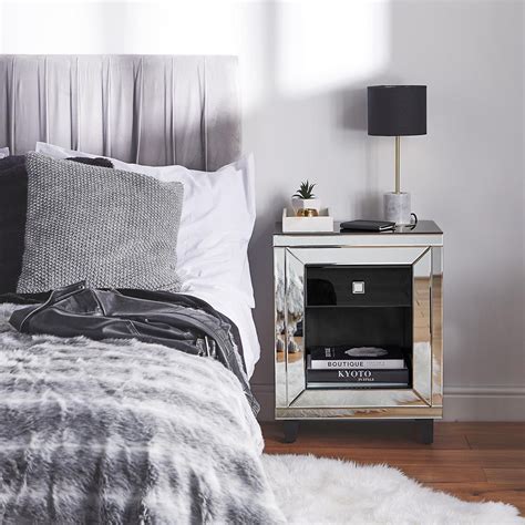 Uk Black Mirrored Bedside Table Mirror Bedside Table