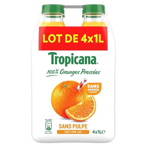 Tropicana Jus Dorange Sans Pulpe Pure Premium 4 X 1l Les Jus De