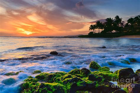 Sunset Poipu Beach Kauai Photograph By Henk Meijer Photography