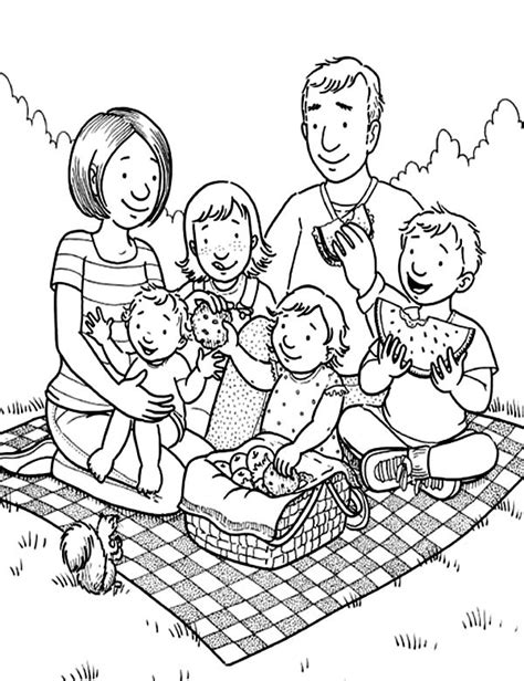 Find & download free graphic resources for picnic food. Family Holiday Picnic Coloring Page - NetArt