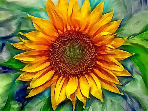 Sunflower Painting Artwork Geclee On Canvas Floral Modern