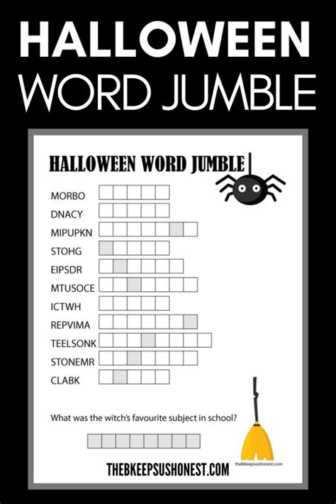 Halloween Word Jumble Free Printable Halloween Themed Worksheet For