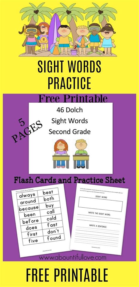 46 Dolch Sight Words For Second Grade Freeprintable Secondgrade