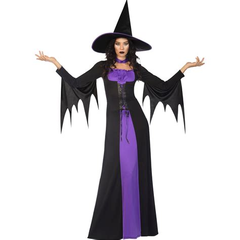 Adult Ladies Classic Purple Witch Fancy Dress Halloween Costume And Hat Book Week Ebay