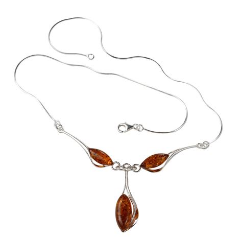 Baltic Amber Necklace Amber Silver Necklace Genuine Amber Etsy
