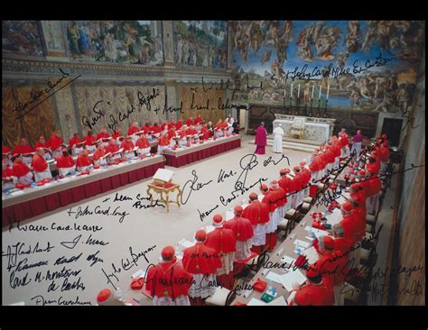 A Photograph Of The Conclave Electing Pope Francis Signed By 28