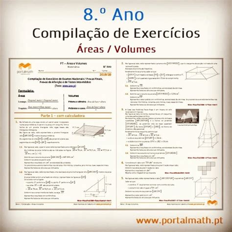 8ano Compilação Áreas E Volumes Portalmathpt Matemática Online
