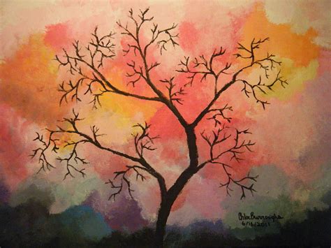 Abstract Tree In Acrylic Painting By Chloe Burroughs