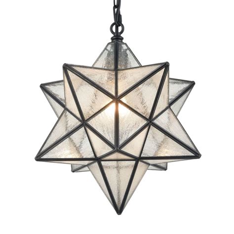 Seeded Glass Shade Moravian Star Pendant Light 14 Inch Claxy