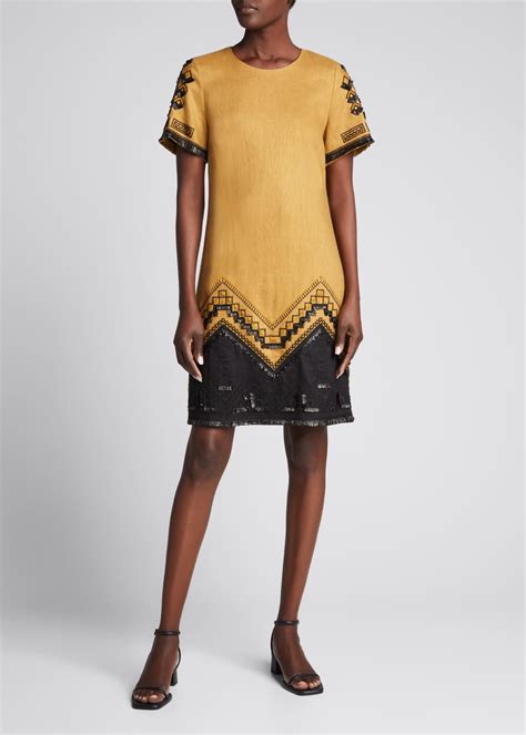 Kobi Halperin Gia Embellished Linen Shift Dress Bergdorf Goodman