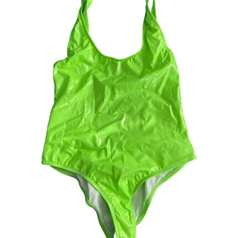 Fashion Nova Swim Fashionnova Neon Green Latex Swimsuit Poshmark
