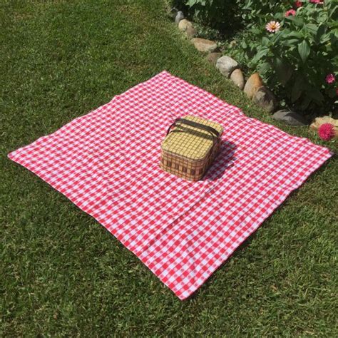 Vintage Checked Retro Red Checkered Damask Picnic Tablecloth Etsy