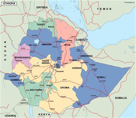Ethiopia Political Map Vector Eps Maps Eps Illustrator Map Vector Maps