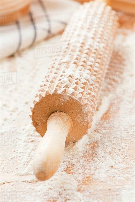 Kruskavel Rolling Pin With Knobbly Surface Sweden Stock Photo
