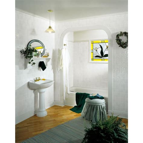 Available in a range of colors, and also textured to add to the illusion of tiling. 32 sq. ft. - 96 in. x 48 in. Hardboard Thrifty White Panel ...