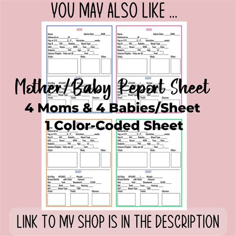 Mother Baby Report Sheet Mom And Baby Nurse Brain Report Sheet Etsy