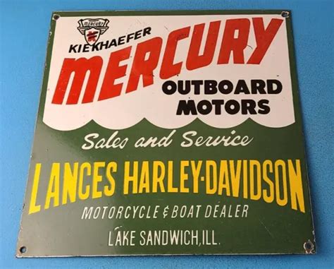 Vintage Mercury Outboards Porcelain Harley Davidson Gas Sales Service