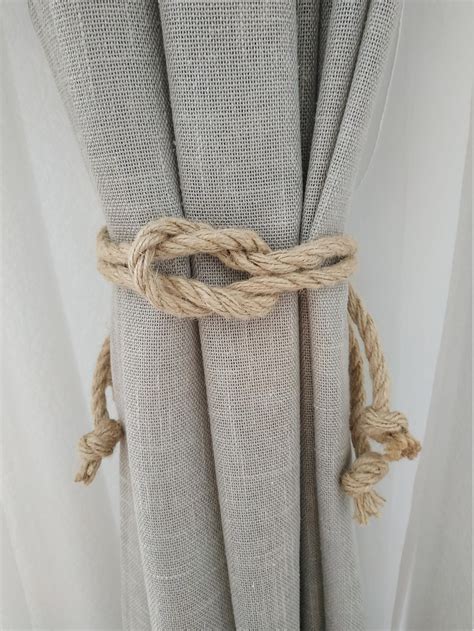 Square Knot Curtain Tie Back Beach Decor Jute Rope Curtain Etsy
