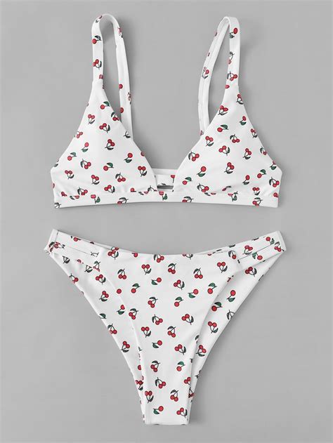 Cherry Print Bikini Setfor Women Romwe Bikinis Cute Swimsuits