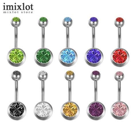 Buy Imixlot 10 Pcslot Sexy Belly Button Rings Crystal Steel Body Jewelry
