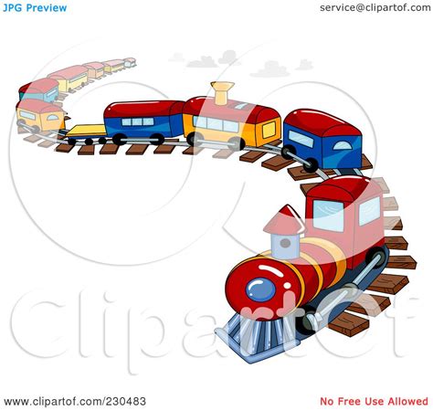 Royalty Free Rf Clipart Illustration Of A Toy Train On A Curving