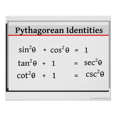 Trigonometry Poster Pythagorean Identities Poster In 2021