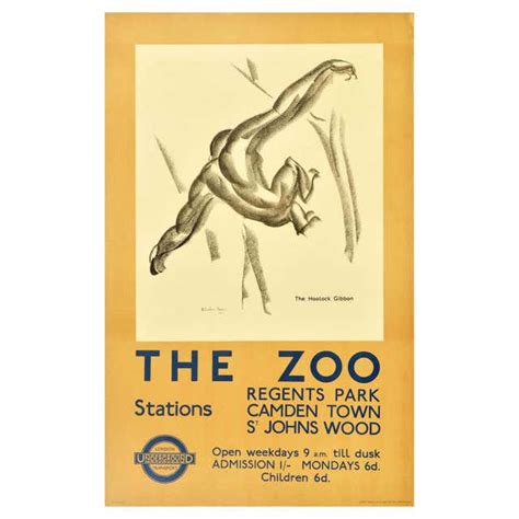 Original Vintage 1935 London Zoo Poster By Stanislaus Brien The