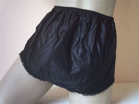 vintage sheer black silky nylon full pinup style panties frilly knickers m l ebay