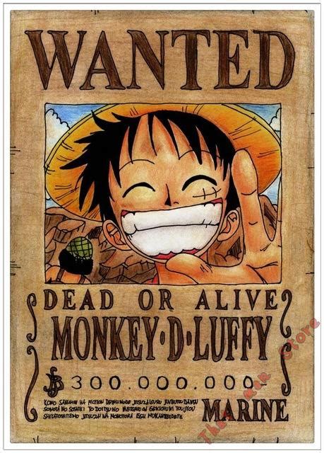 Monkey D Luffy Wanted Poster One Piece Free Shipping