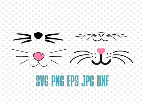 Cat Whiskers Svg Design Vector Kitten Whiskers For Face Mask Etsy