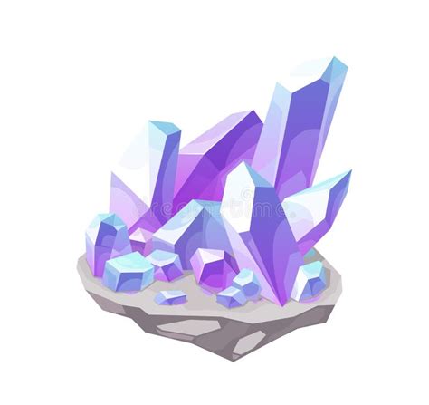 Icono Mineral Del Vector De La Piedra De La Gema Del Lilo De Cristal