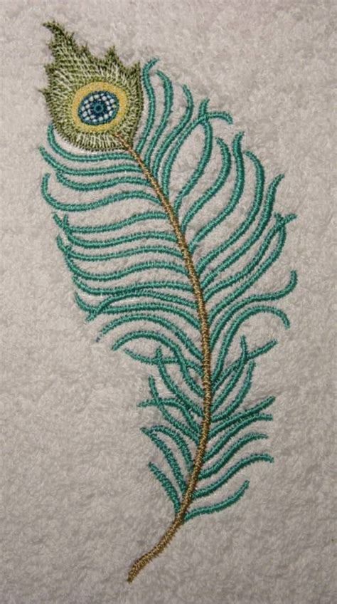 Beautiful Peacock Feather Embroidered By Thecrochettowel On Etsy