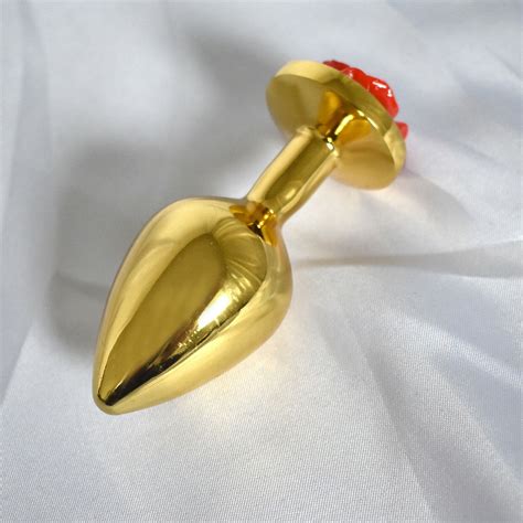 Rosen Analplug In Gold Metall Buttplug Anal Dildo Bondage Fetisch