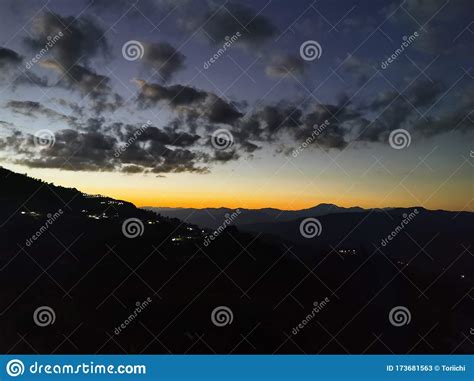 Lanscape Mountain View With Cloud In The Night Time Thailand Stock